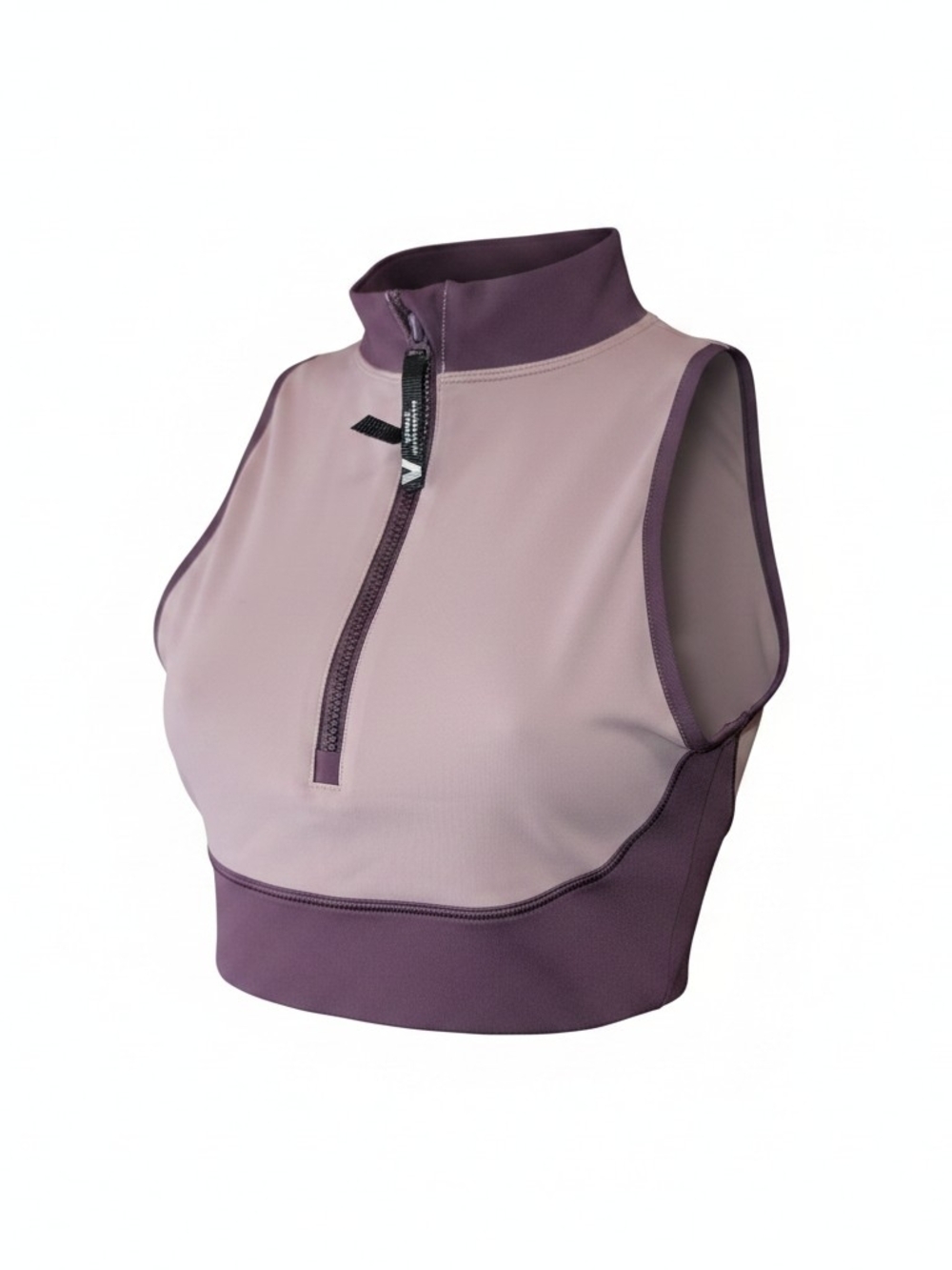 Athleta Two-Tone Mauve Crop Top with Plum Trim
